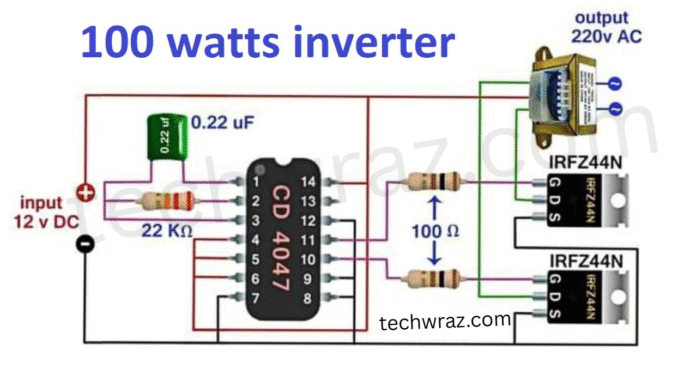 100 watts inverter circuit