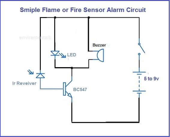 Fire Alarm Circuit using transistor
