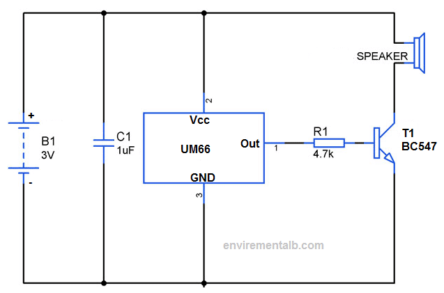 Melody Generator using ic and transistor