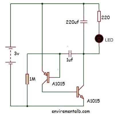 2LED flasher using 2sa1015