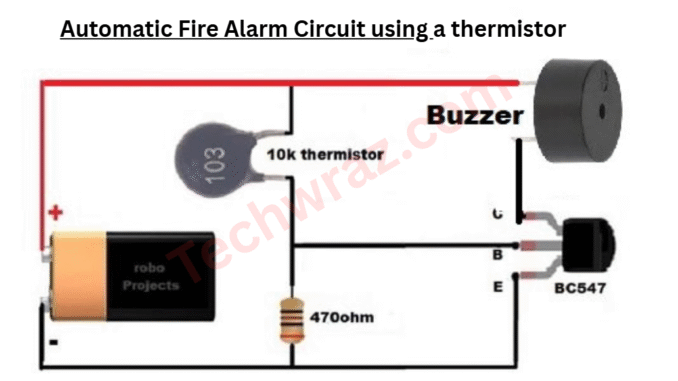 Automatic Fire Alarm Circuit using thermistor
