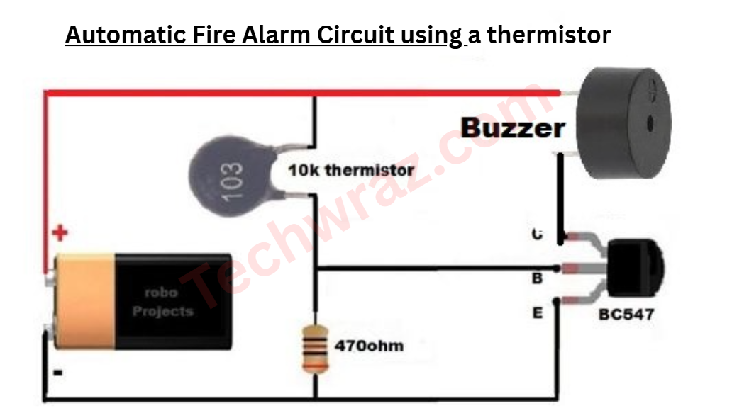Automatic Fire Alarm Circuit using thermistor