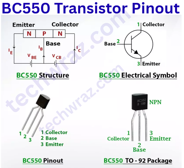 BC550 Transistor Pinout, Equivalent, Features