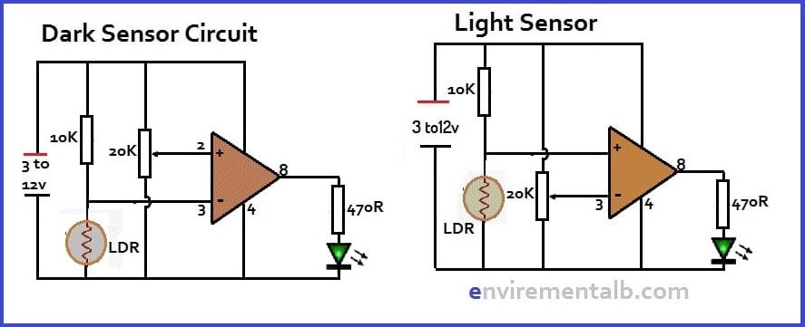 Light and Dark Sensor using ic