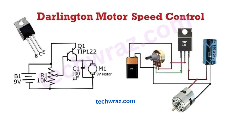 Motor speed control using Darlington Pair Transistor