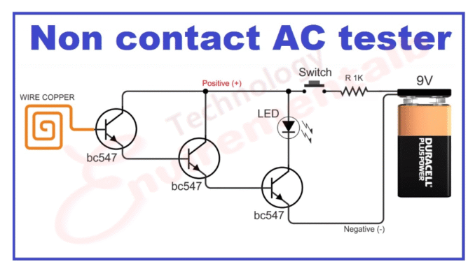 Non-Contact Voltage Detector by Using a Transistor